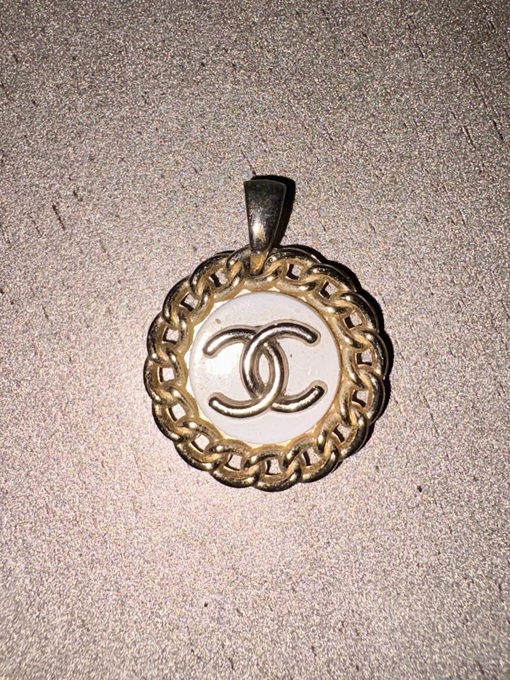 White Enamel and Gold-TonePendant Necklace